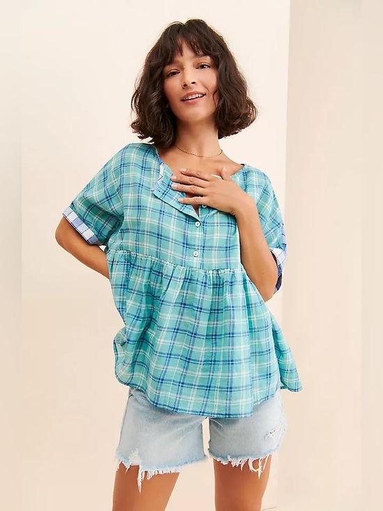 Rujuta Sheth Tops - Rujuta Sheth Marni Plaid Mixed Media Top Checkered Lagenlook Women’s One Size